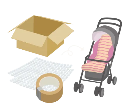 緩衝材や箱で全体をカバー